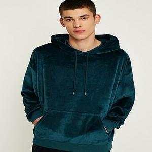 Sweat à capuche en velours pour hommes, haut personnalisé, vente en gros, - Product Image 2