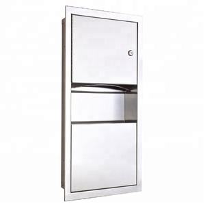 Dispensador de toallas de papel empotrado, Manual y montado en la pared, de acero inoxidable y recipiente para residuos - Product Image 1