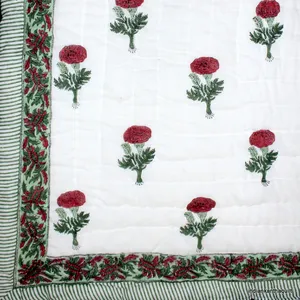 Cotton Quilt Tay Khối In Boho Chăn Mềm Jaipuri Razai Khâu Tay Tự Nhiên Tay Nhuộm Trải Giường Nữ Hoàng Kích Thước