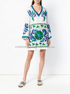 Vestido caftán bohemio Chic de calidad superior para mujer estilo Retro elegante bohemio Kimono manga playa túnica encaje Suzani bordado - Product Image 4