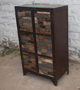 Mueble de Madera y Hierro de Estilo Antiguo Recreato, Venta al por Mayor para Interiores, Sala de Estar, Hotel, Almacenamiento Industrial Reciclado - Product Image 2