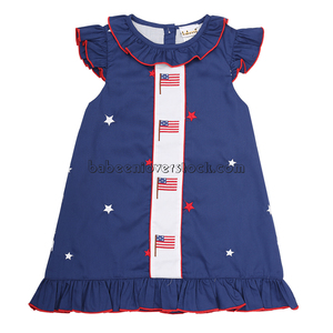 4th ของ july ชุดกันเปื้อนแขนยาวถึงเข่าแบบลำลองของเด็กผู้หญิง Embroidery-BB1407ธงชาติอเมริกันในฤดูใบไม้ร่วง - Product Image 3