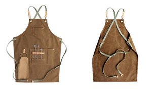 Tablier en toile pour barbier unisexe, tablier personnalisé, pour femmes et hommes, avec bretelles en cuir à dos croisé, 3 poches/toile - Product Image 3