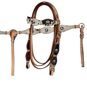 Ensemble de bridon et de collier de poitrine en cuir DD de haute qualité, rênes, ensemble de bridon western, accessoires d'équitation, vente en gros - Product Image 1