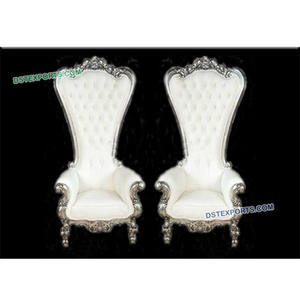 เก้าอี้เงินสำหรับงานแต่งงานบอลลีวูดสูงด้านหลังยาวเก้าอี้เจ้าสาวเจ้าบ่าวผู้ผลิตสหราชอาณาจักร DST ส่งออกจากโรงงาน - Product Image 1