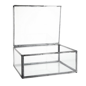 Boîte à bijoux moderne en verre avec cadre élégant en métal Forme rectangulaire Motif carré Solution de stockage élégante pour les pièces aimées - Product Image 3