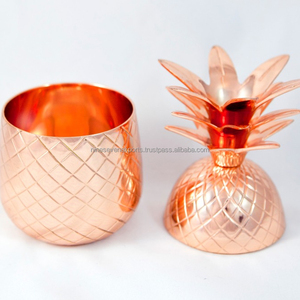 Handmade Eco-Friendly Copper Pineapple Tumbler Microwave Safe <b>Glass</b> <b>Mug</b> with Lid for <b>Coffee</b> Tea and Water Customizable Size - Product Image 1