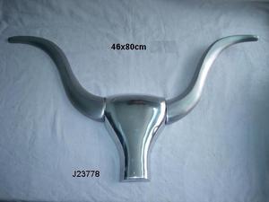 Décoration murale en Aluminium, tête de taureau en vernis et corne dans le miroir, décoration de la maison - Product Image 4