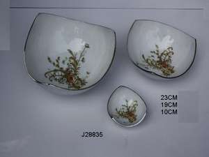 Cast Aluminium Round <b>Bowl</b> with White <b>Enamel</b> and Floral Patterns Also Available in Food Safe <b>Enamel</b> and Metal Serving <b>Bowl</b> - Product Image 4