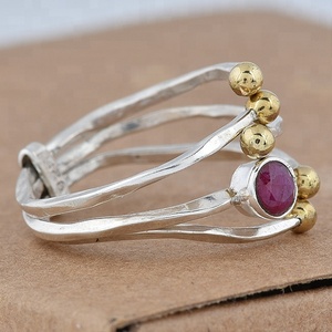 Pink Faceted Opaque Ruby 925 Sterling Silver Designer Adjustable Ring Jewelry - Product Image 3