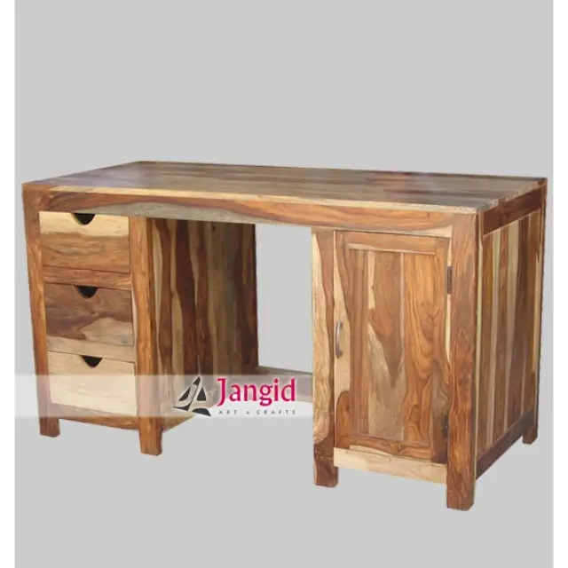 Indien en bois de sheesham fantaisie en bois de bureau d'ordinateur de bureau et table de comptoir de meubles