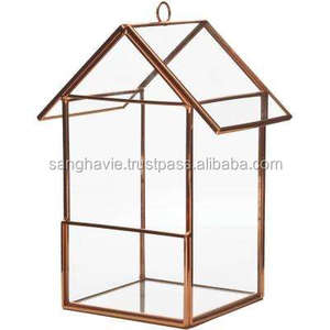 ที่วางต้นไม้บนโต๊ะสำหรับตกแต่งบ้าน,TERRARIUM กลางแจ้งแบบทองเหลืองรูปร่างบ้าน