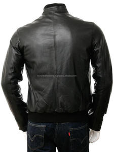 Blouson aviateur en cuir de vache véritable pour hommes, en fourrure de mouton noire respirante, accessoire de saison d'hiver - Product Image 5