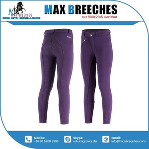 Cómodas mallas ecuestres de nailon para mujer con parche en la rodilla, suministradas por la fábrica para montar a caballo, pantalones de marca privada - Product Image 3