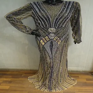 Robe longue en strass avec perles pour femmes, modèles appliqués, robes de soirée, nouvelle collection