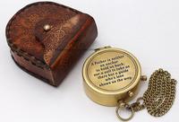 Vintage Brass Compass with Nautical Style Leather Case Beautifully Engraved Pocket Compass Unique Gift for Dad, Husband, Son