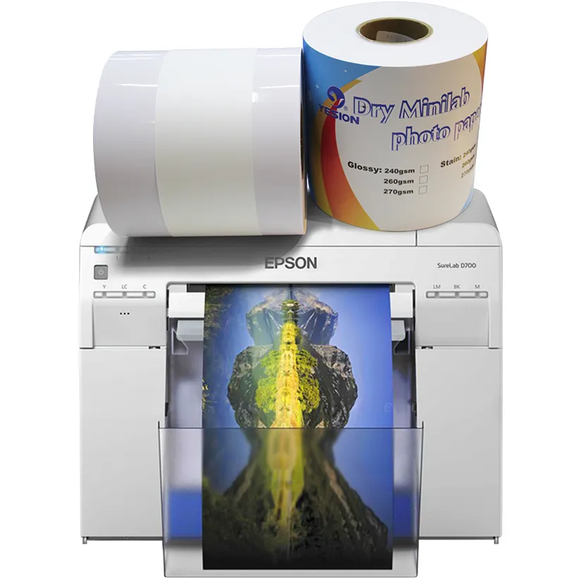 Yesion Dry Lab Photo Paper 5 "6" 7 "8" 12 "x 65m/100m, rollo de papel fotográfico de laboratorio seco brillante para Epson D700