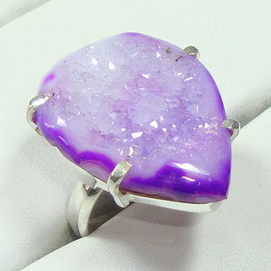 แหวนเงินแท้925,แหวนอัญมณีดรูซี่อาเกตทำด้วยมือแหวนตั้งค่าได้งดงาม - Product Image 1