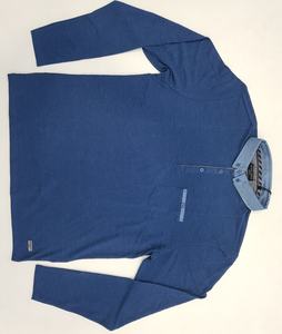 Polo en coton solide à manches longues pour hommes avec col contrasté Vêtements de prêt-à-porter du Bangladesh pour le printemps Stock de vêtements bon marché pour l'exportation - Product Image 1