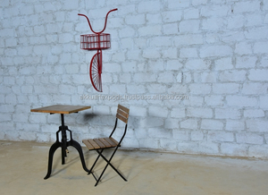 Red Iron Modern Bicycle Wall Decor | Industrial Home Restaurant <b>Display</b> | <b>Book</b> Storage Wall Planter Living Room Furniture Akku - Product Image 3