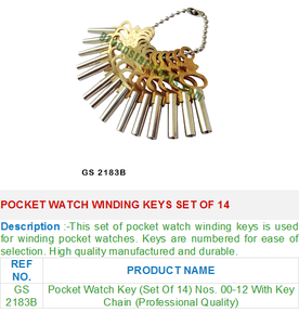 Juego de llaves de bobinado para reloj de bolsillo de 14 herramientas de reparación de joyas GS 2183B - Product Image 2