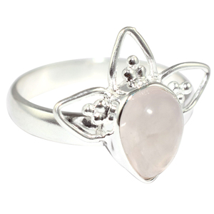 Increíbles Anillos de Plata de Ley con Cuarzo Rosa de Corte Ovalado y Engaste de Bisel, Joyería Plateada de Estilo Bohemio - Product Image 1