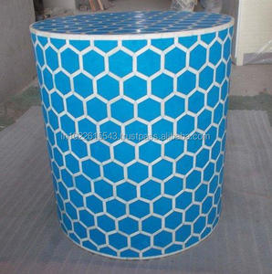 Mesa auxiliar redonda con incrustaciones de hueso tradicional y moderna para uso hotelero - Product Image 6