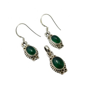 Boucles d'oreilles en argent sterling 925 véritable Onyx vert pour femme et fille Grossiste et fournisseur - Product Image 1