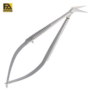 Micro ciseaux (cornéens) avec lames coudées en acier inoxydable de qualité industrielle à bord lisse pour gaucher pour le cisaillage - Product Image 1