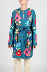 Chaqueta Vintage bordada con flores de Color Pastel para mujer, ropa Bohemia para playa y complejo turístico, India, venta al por mayor - Product Image 2