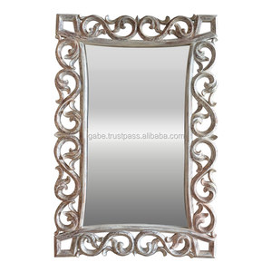 Miroir mural modèle Athena de style rustique fait à la main cadre en bois sculpté pour la décoration intérieure - Product Image 2