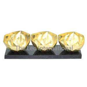Juegos de cuencos de base de mármol chapados en oro de forma única de Metal de acero inoxidable de 3 cuencos decorativos modernos para el hogar - Product Image 1