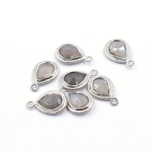 Pierre de lune grise forme de poire lunette en argent sterling 925 pendentif plaqué argent fabrication de bijoux faits à la main - Product Image 4