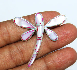 Pendentif libellule en argent Sterling 925, 1 pièce, belle mère de perle, bijou Long de 1/2 pouces - Product Image 3