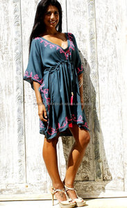 Buy Wholesale Lott of Multicolored Embroidered <b>Women</b> Kaftan With Designer Waist Drawstring Ladies Fancy <b>Beach</b> Bikini <b>Cover</b> <b>up</b> - Product Image 2