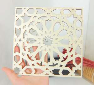 งานแต่งงานสีขาว MDF เลเซอร์สแควร์รถไฟเหาะโมร็อกโกออกแบบตัด - Product Image 2