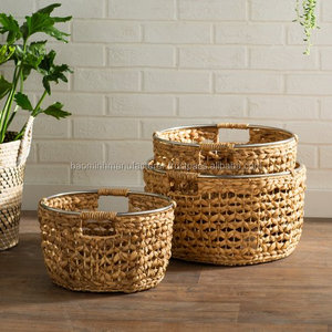 Juego de 3 Cestas de Almacenamiento Multifuncionales de Jacinto de Agua Natural Bao Minh, Diseño Plegable Ecológico, Tamaño Personalizado, Artesanía Vietnamita - Product Image 2