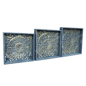 Decoración de granja rústica de calidad superior, juego de bandeja de servicio de madera de mango de 3 piezas, bandejas de servicio de mesa de comedor de madera para Decoración de cocina - Product Image 1