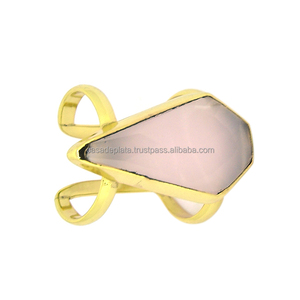 Hecho a mano. Anillo de puño de plata esterlina 925 Piedra preciosa de Calcedonia genuina Estilo vintage Joyería de diamantes Fabricante directo Mayorista - Product Image 1