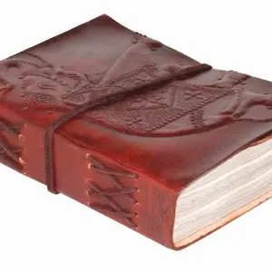 Leather Embossed Journal Elephant Design Small Diary Notebook W/Unlined Handmade Paper pocket books sketch books
