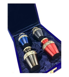 Premium Engraved Multi Color <b>Keepsake</b> Set of 4 With Velvet <b>Box</b> Pets Cremation Urn for Funeral Ashes Metal Brass/Aluminum - Product Image 4