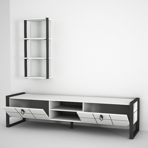 Unidad de TV de aglomerado de lujo exclusiva del superventas de Turkiye, diseño blanco moderno para muebles de sala de estar con detalles de metal - Product Image 4