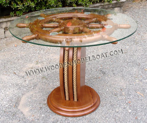Barco modelo de artesanía de madera con mesa de rueda de barco regalos de novedad - Product Image 2