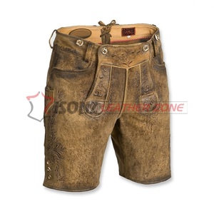 Pantalones cortos tradicionales de cuero auténtico Lederhosen Oktoberfest bávaro personalizados con tirantes a juego Unisex de talla grande nuevo diseño - Product Image 1