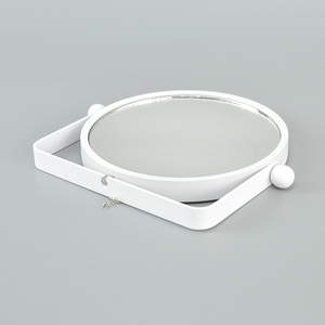Espejo de mesa redondo pequeño contemporáneo diseño de metal blanco - Product Image 3