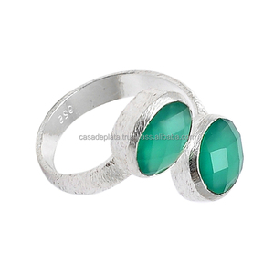 Pierre précieuse d'onyx vert 925 bague en argent sterling massif bijoux de mode faits à la main bague à la mode pour cadeau de fiançailles de mariage. - Product Image 3