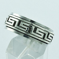 Bague tournante grecque faite à la main en argent fin 925 Sterling Silver SIIPL_SPRN_2090