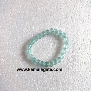 Gemstone 8 mm Beaded Love Style Elastic <b>Bracelets</b> Handmade with Natural Aquamarine Semi-Precious Stone Crafts Direct - Product Image 1