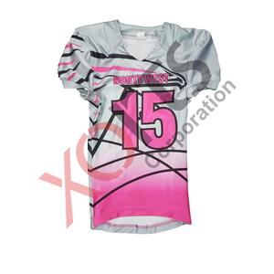 Venta al por mayor juvenil bandera americana uniformes de fútbol Rosa Blanco cáncer de mama Liga de fútbol americano Jersey para niñas Spandex - Product Image 1