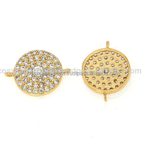 Connecteur de disque à pavé Micro, 2 pièces, breloque en Zircon cubique, bijoux de charme - Product Image 1
